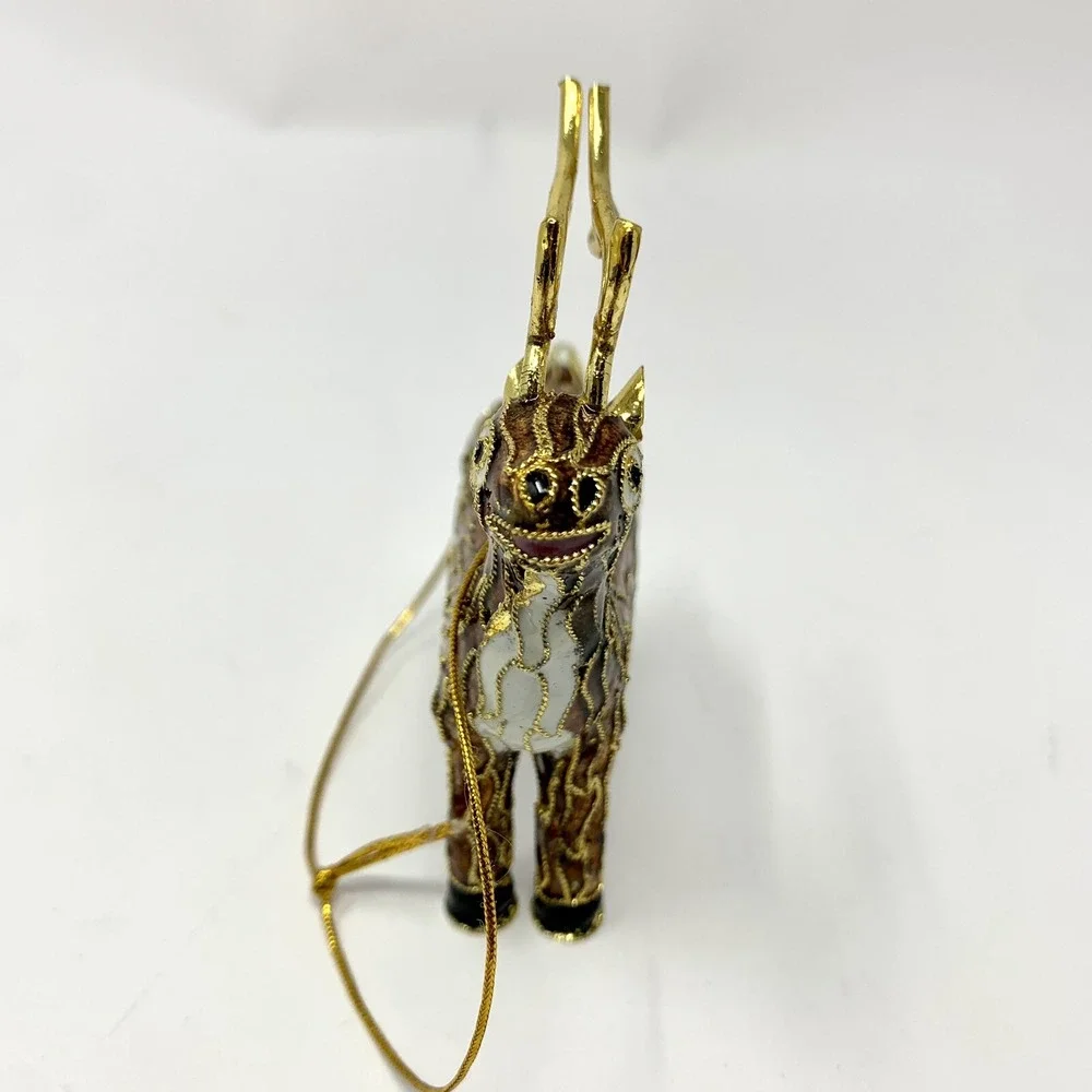 POTTERY BARN Cloisonné Style Enamel Reindeer 4